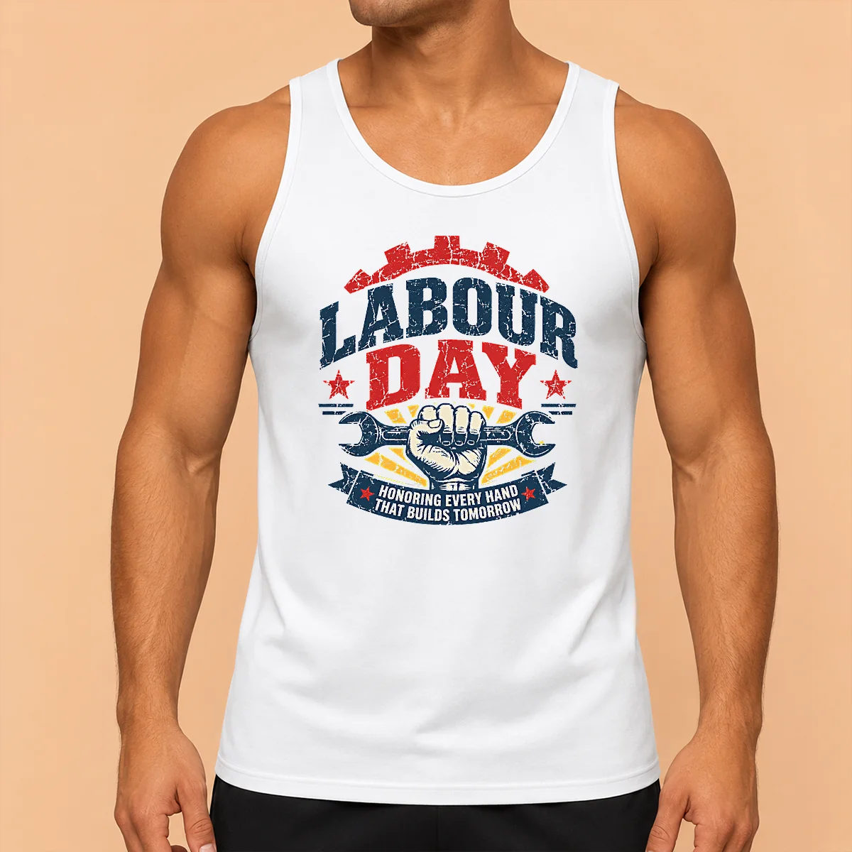 Hot Awesome Vintage Distressed Labour Day Honoring Builders Fist Tank Top