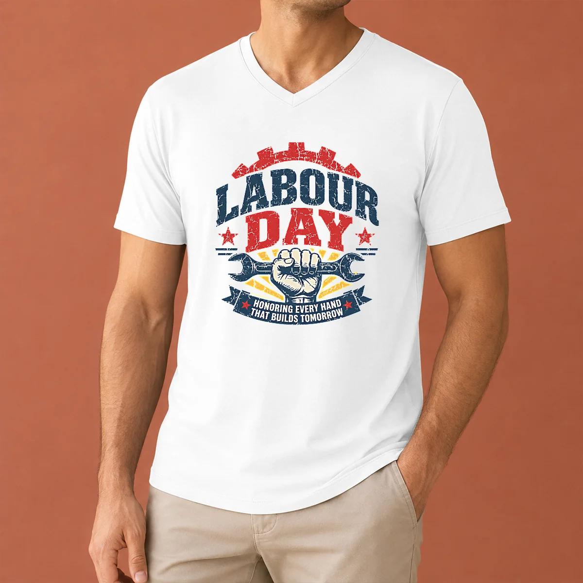 Hot Awesome Vintage Distressed Labour Day V-Neck Shirt Hot Awesome Vintage Distressed Labour Day V-Neck Shirt