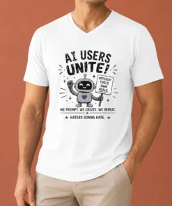 Hot Funny AI Users Unite We We Create We Repeat V-Neck Shirt