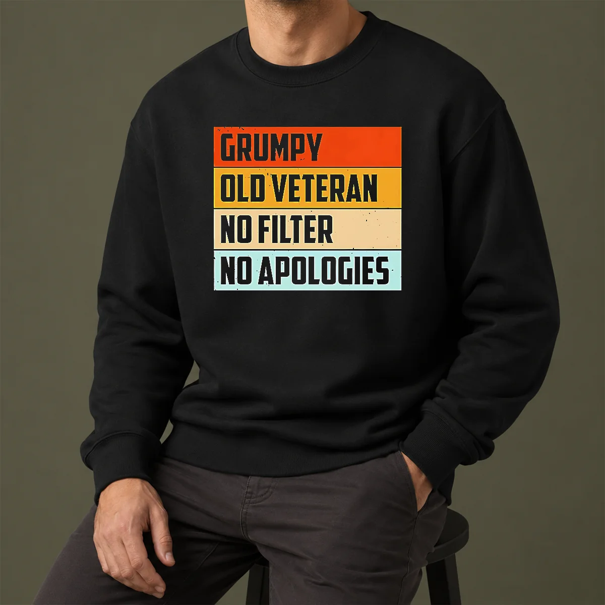 Hot Grumpy Old Veteran No Filter No Apologies Retro Sweater