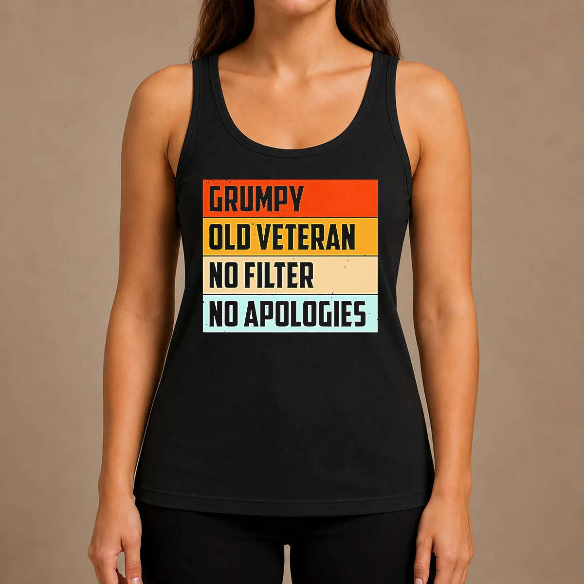 Hot Grumpy Old Veteran No Filter No Apologies Retro Tank Top