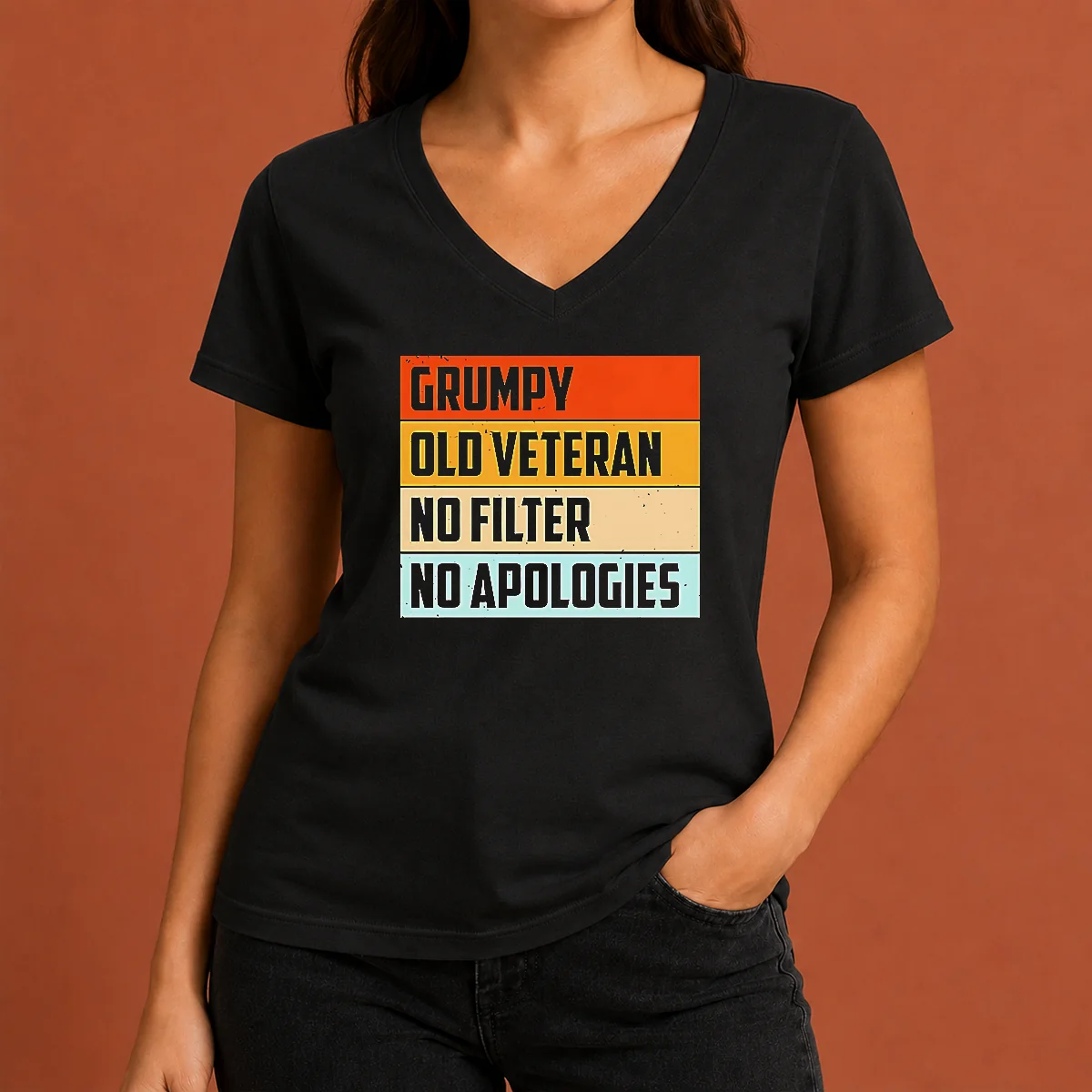Hot Grumpy Old Veteran No Filter V-Neck Shirt Hot Grumpy Old Veteran No Filter V-Neck Shirt