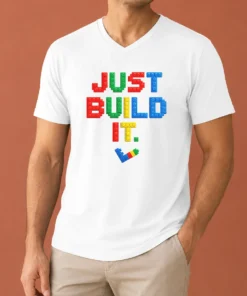 Hot Nice Just Build It Master Builder Building Block V-Neck Shirt