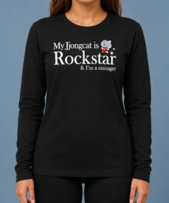 Hot Nice My Jjongcat Is Rockstar And I'M A Manager Long Sleeve Shirt