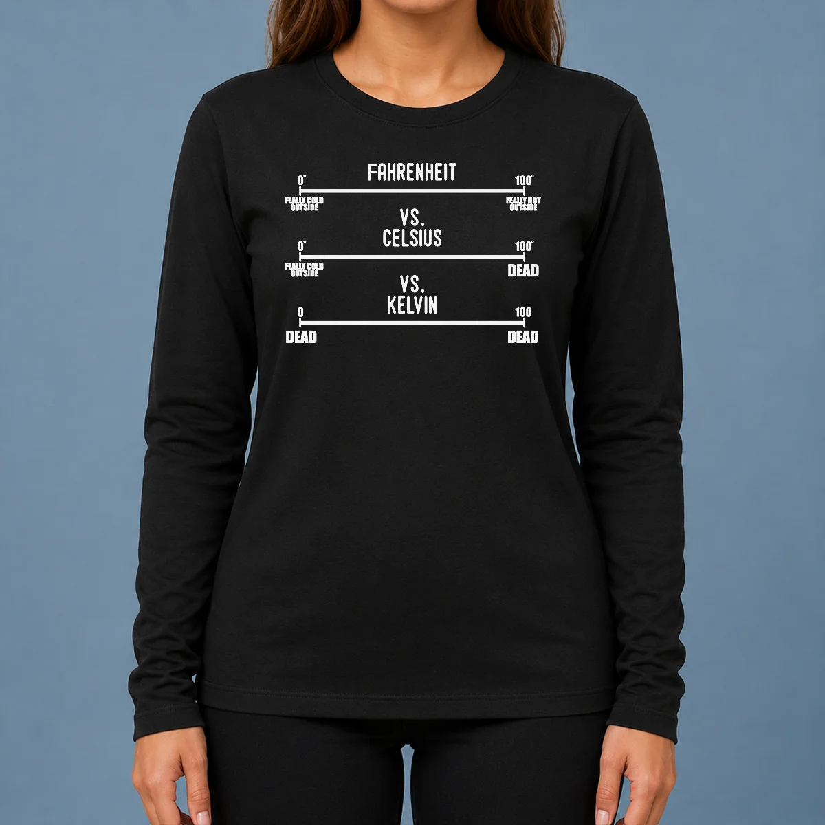 Hot Official Fahrenheit Celsius Kelvin Temperature Geek Long Sleeve Shirt
