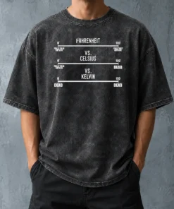 Hot Official Fahrenheit Celsius Kelvin Temperature Geek Washed T-Shirt