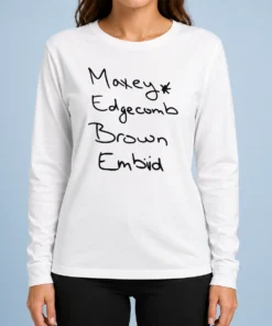 Hot Official Maxey Edgecomb Brown And Embiid Philadelphia 76ers Players Long Sleeve Shirt
