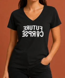 Hot Original Distressed Future Corpse With Coffin V-Neck Shirt