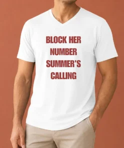 Hot Pretty Block Her Number Summer'S Calling Summer Vibes V-Neck Shirt