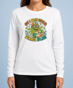Hot Pretty Brain Gobbler Summer Splash Retro Distressed Long Sleeve Shirt