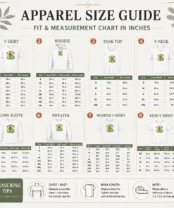 Size chart for Hot Pretty Brain Gobbler Summer Splash Retro Distressed with measurements in inches and cm to help choose the right fit