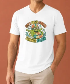 Hot Pretty Brain Gobbler Summer Splash Retro Distressed V-Neck Shirt