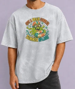 Hot Pretty Brain Gobbler Summer Splash Retro Distressed Washed T-Shirt