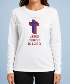 Hot Pretty Jesus Christ Is Lord Cross Christian Religious Long Sleeve Shirt