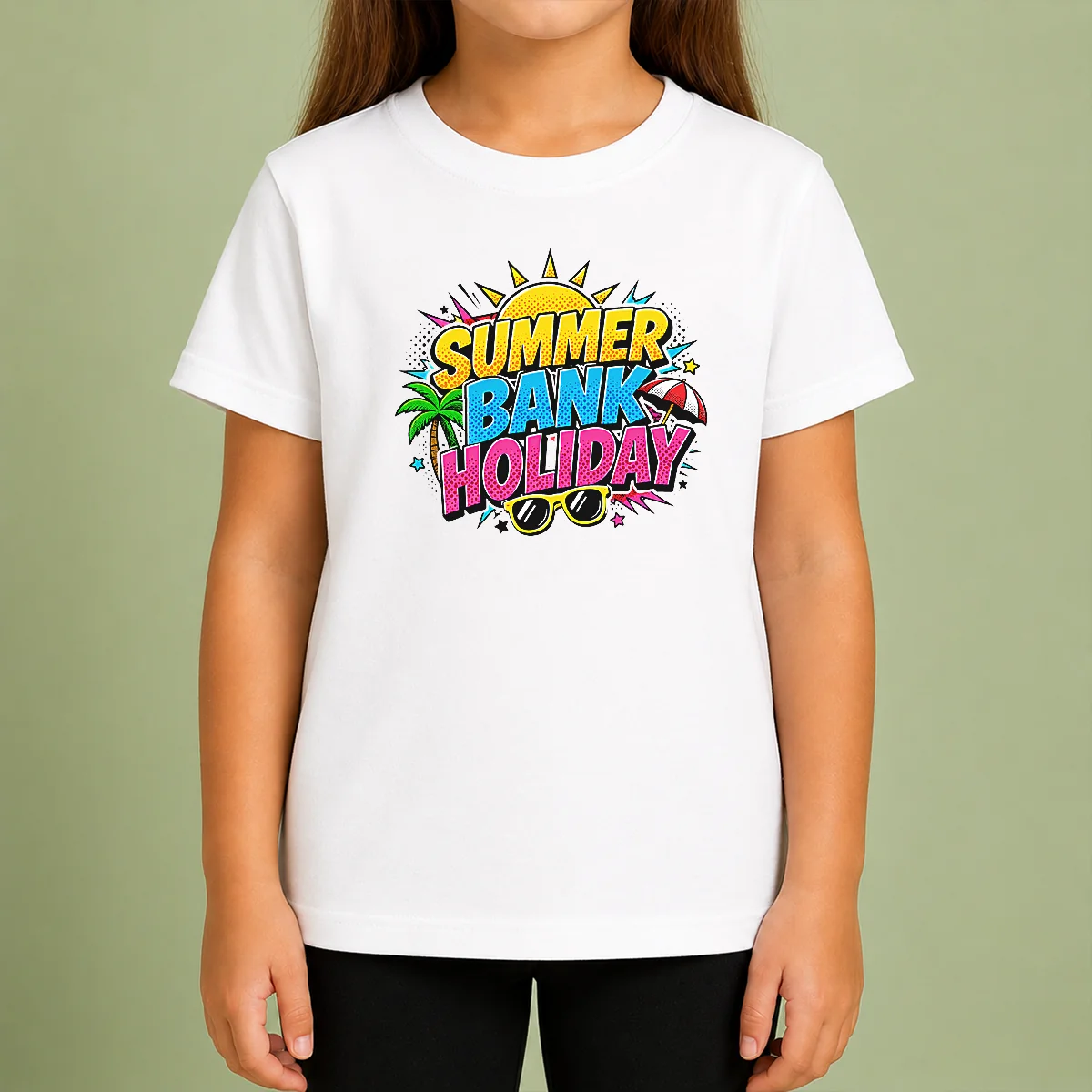 Hot Pretty Pop Art Summer Bank Holiday Comic Halftone Beach Kids T-Shirt