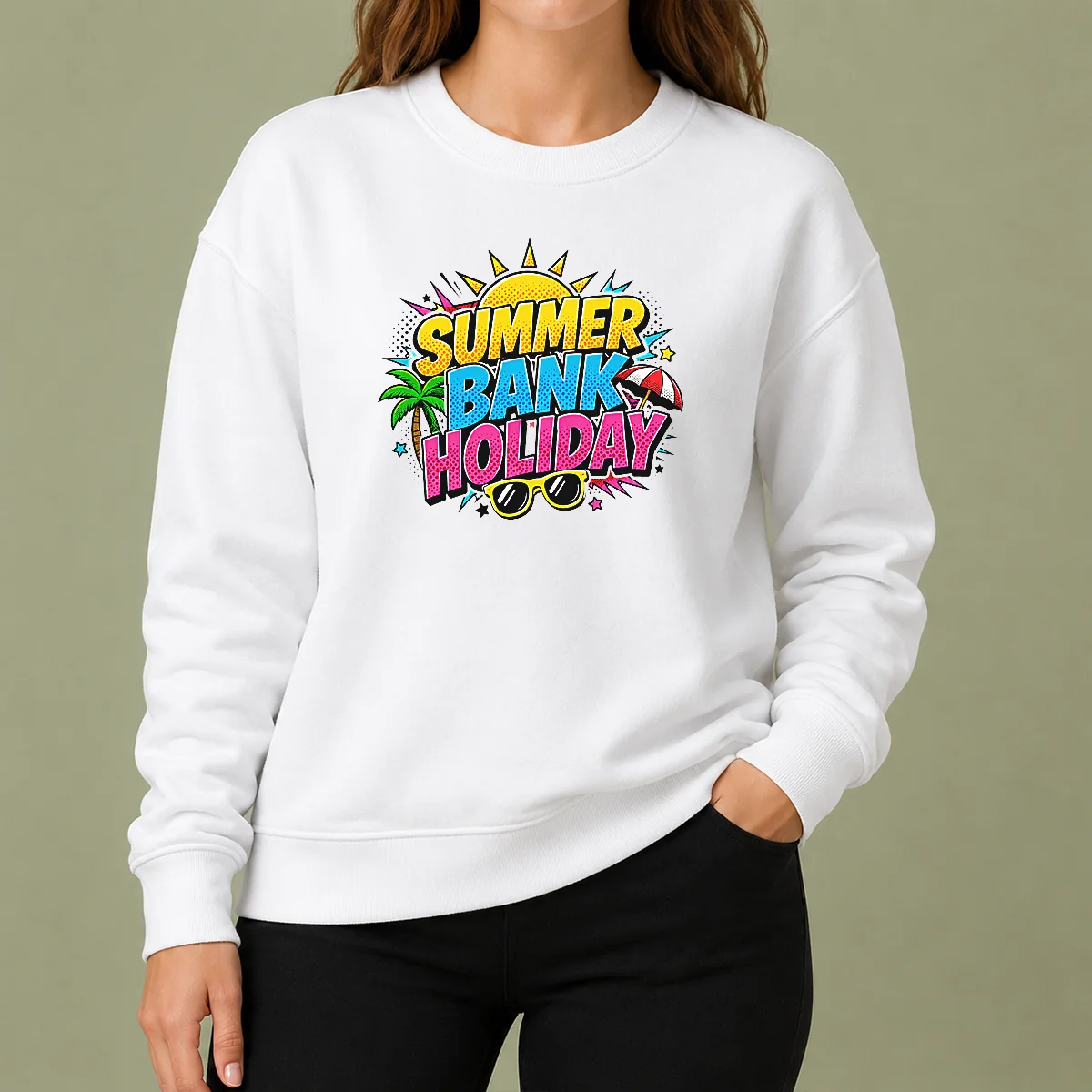 Hot Pretty Pop Art Summer Bank Holiday Comic Halftone Beach Sweater
