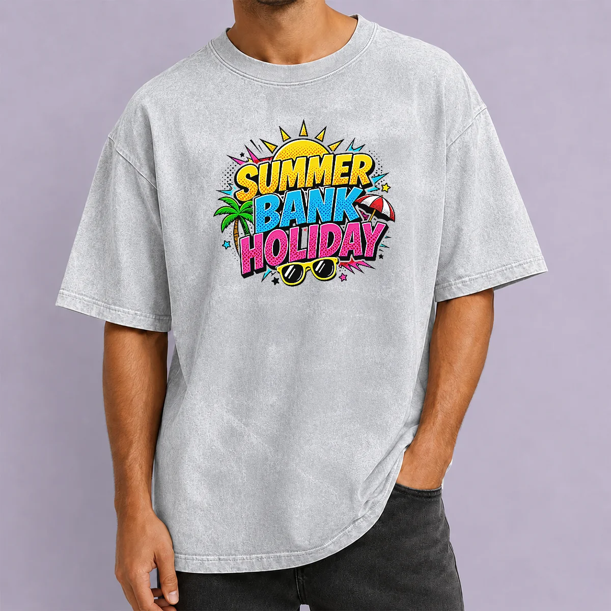 Hot Pretty Pop Art Summer Bank Holiday Comic Halftone Beach Washed T-Shirt