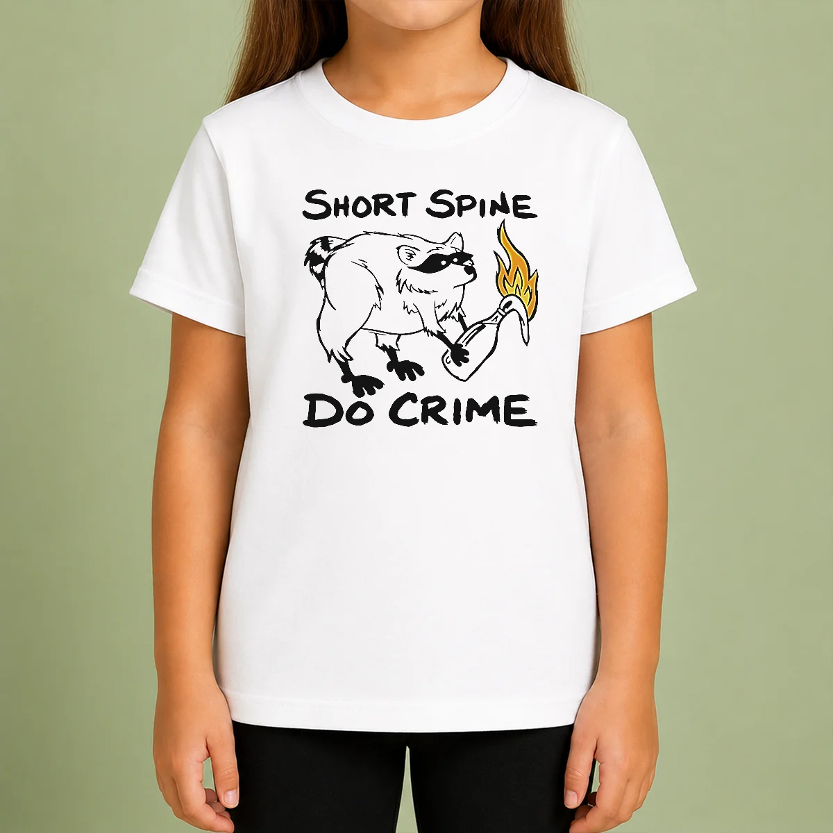 Hot Pretty Short Spine Do Crime Raccoon With Molotov Cocktail Kids T-Shirt