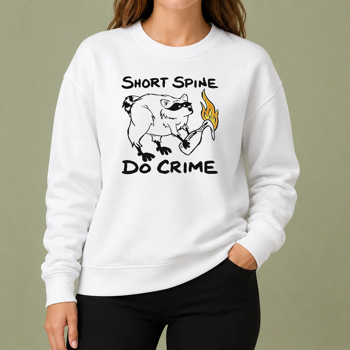 Hot Pretty Short Spine Do Crime Raccoon With Molotov Cocktail Sweater