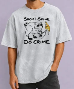 Hot Pretty Short Spine Do Crime Raccoon With Molotov Cocktail Washed T-Shirt