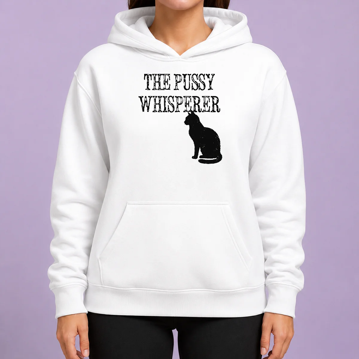 Hot Pretty The Pussy Whisperer With Black Cat Silhouette Hoodie