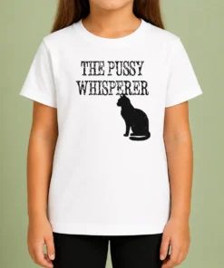 Hot Pretty The Pussy Whisperer With Black Cat Silhouette Kids T-Shirt