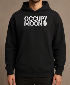 Hot Top Distressed Occupy Moon Space Lunar Astronomy Hoodie