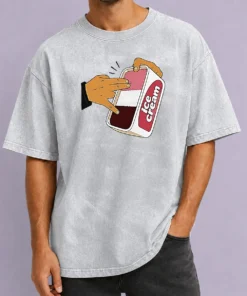 Nice Awesome ICE Cream Fingers Naughty Humor Funny Washed T-Shirt