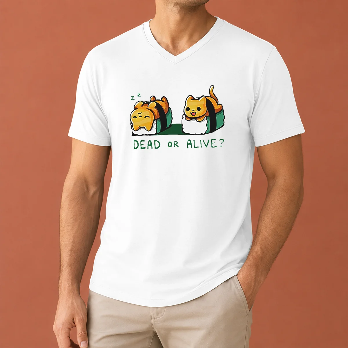 Nice Good Cat Sushi Dead Or V-Neck Shirt Nice Good Cat Sushi Dead Or V-Neck Shirt