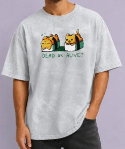 Nice Good Cat Sushi Dead Or Alive Washed T-Shirt