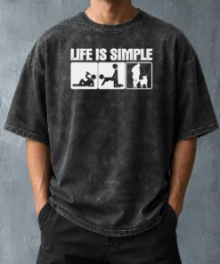 Nice Good Life Is Simple Drinking Dog Funny Beer Patrol Police K9 Washed T-Shirt