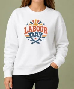 Nice Good Vintage Retro Labour Day Sunburst Tools Sweater