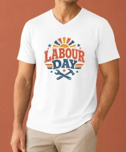 Nice Good Vintage Retro Labour Day Sunburst Tools V-Neck Shirt