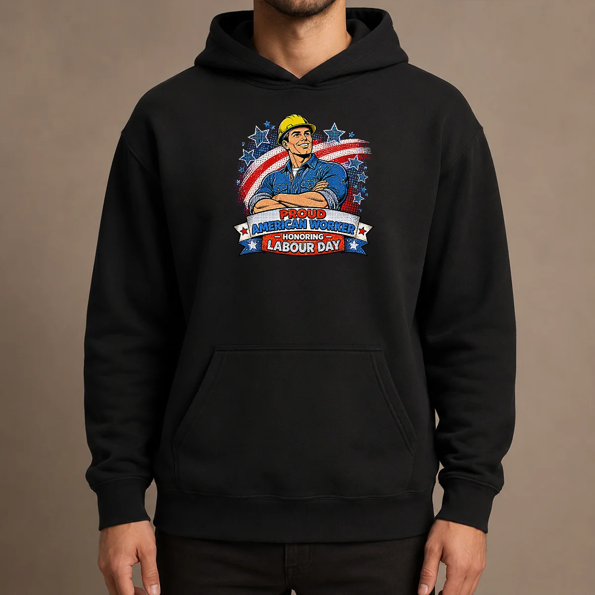Nice Patriotic Labour Day Worker Pop Art Hoodie