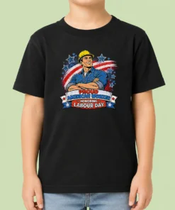 Nice Patriotic Labour Day Worker Pop Art Kids T-Shirt