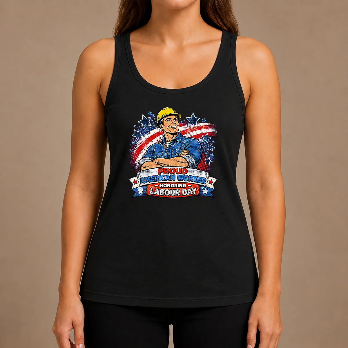 Nice Patriotic Labour Day Worker Pop Art Tank Top