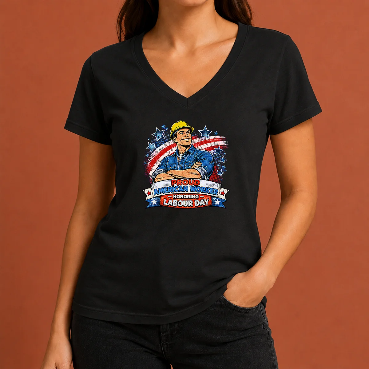 Nice Patriotic Labour Day Worker Pop V-Neck Shirt Nice Patriotic Labour Day Worker Pop V-Neck Shirt