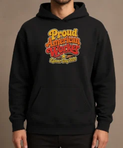 Nice Proud American Worker Labour Day 2026 Groovy Retro Hoodie