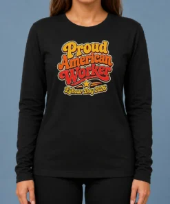 Nice Proud American Worker Labour Day 2026 Groovy Retro Long Sleeve Shirt