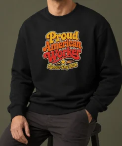 Nice Proud American Worker Labour Day 2026 Groovy Retro Sweater