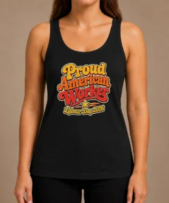 Nice Proud American Worker Labour Day 2026 Groovy Retro Tank Top
