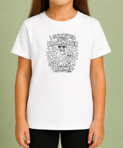 Nice Top Brain Eater Splash Zone Line Art Kids T-Shirt