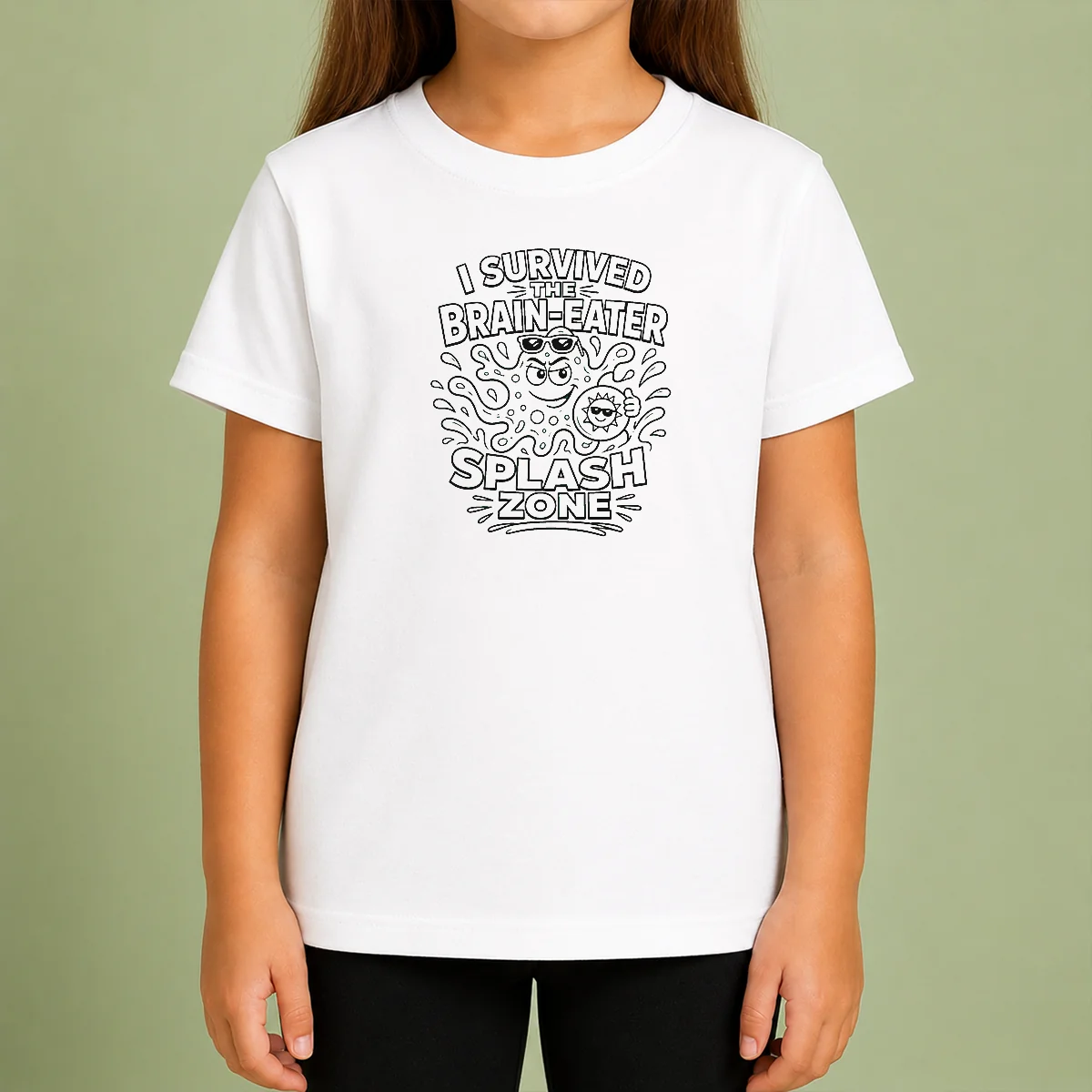 Nice Top Brain Eater Splash Zone Line Art Kids T-Shirt