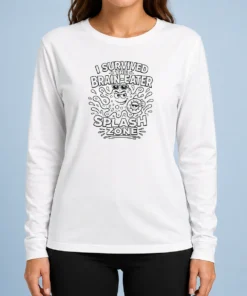 Nice Top Brain Eater Splash Zone Line Art Long Sleeve Shirt