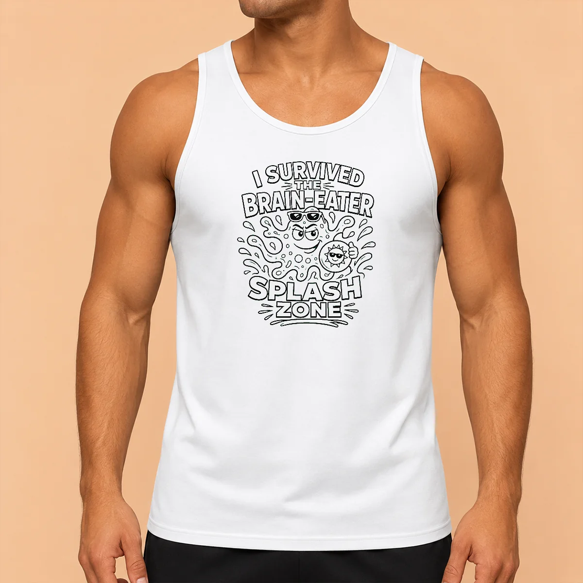 Nice Top Brain Eater Splash Zone Line Art Tank Top