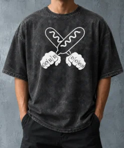 Nice Top Corndog Knuckles Hotdog Washed T-Shirt