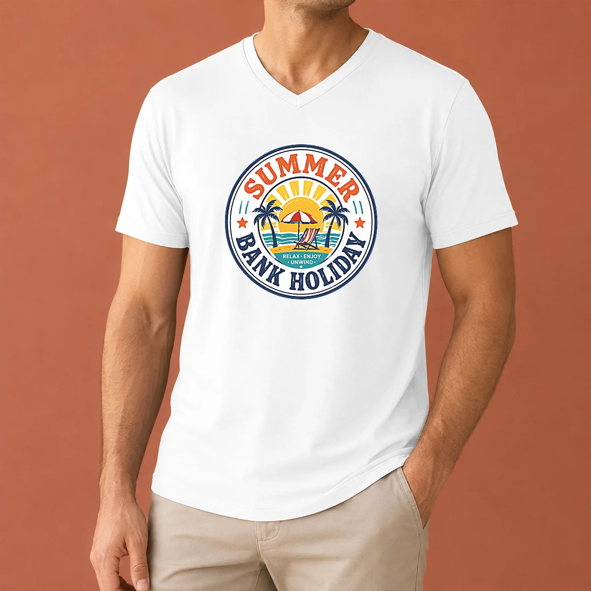 Nice Top Vintage Badge Summer Bank V-Neck Shirt Nice Top Vintage Badge Summer Bank V-Neck Shirt