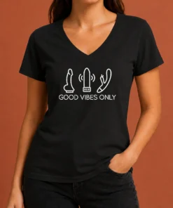 Nice Vibes Only Adult Vibrator Novelty Wellness V-Neck Shirt