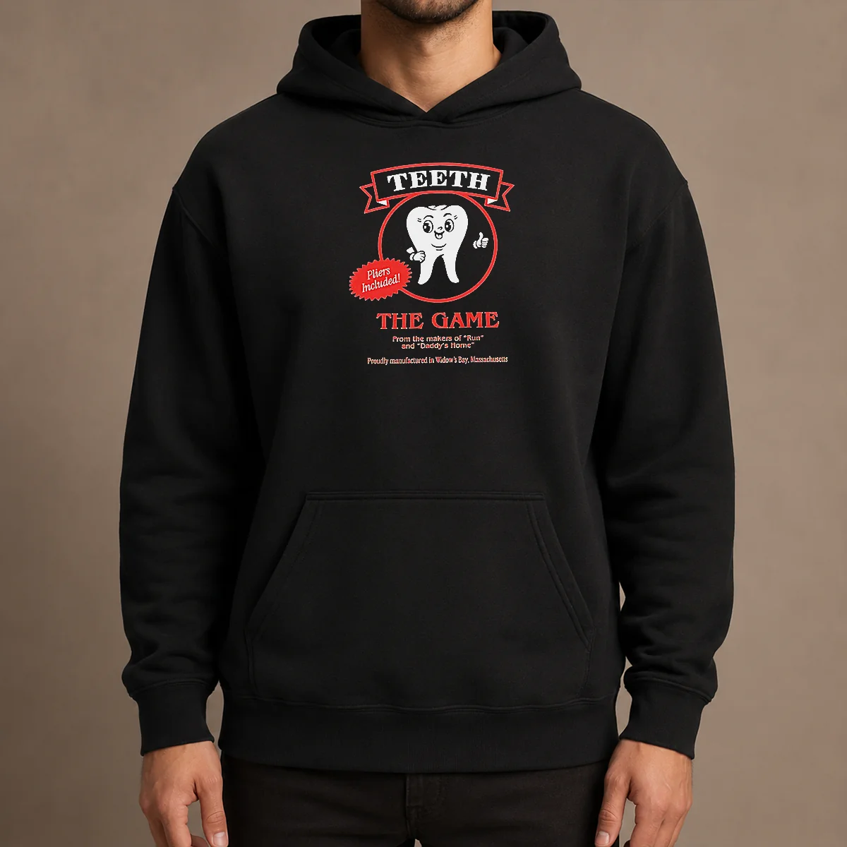 Official Teeth The Game Pliers Included Horror Movie Parody Hoodie