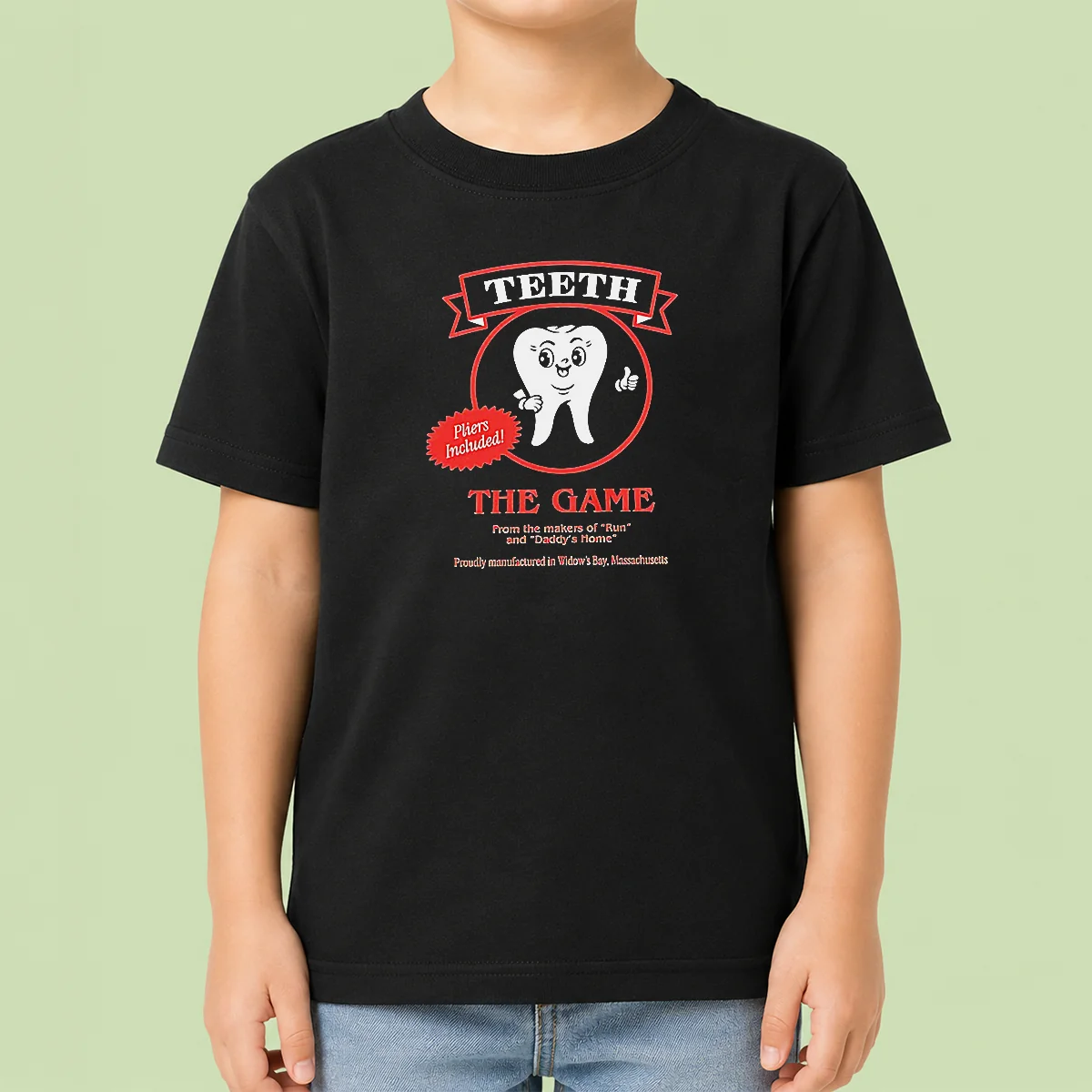 Official Teeth The Game Pliers Included Horror Movie Parody Kids T-Shirt